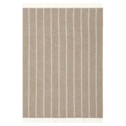 Uldplaid 120x180 cm - Beige plaid med striber - 100% ny ren uld - Istinden Høie of Scandinavia uldtæppe