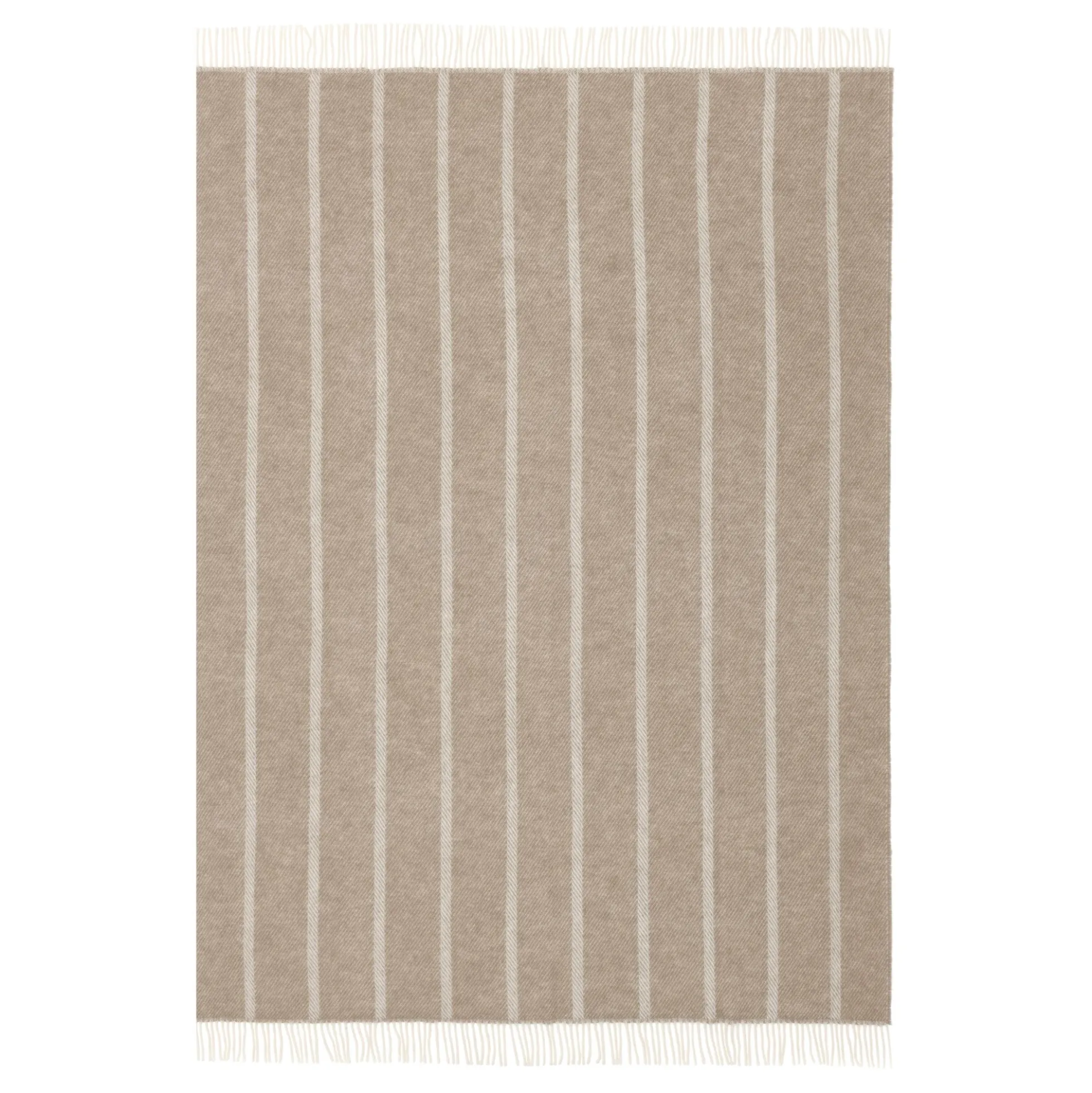 Uldplaid 120x180 cm - Beige plaid med striber - 100% ny ren uld - Istinden Høie of Scandinavia uldtæppe