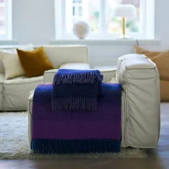 Uldplaid - 130x200 cm - 100% Lammeuld - Aurora Purple Blue