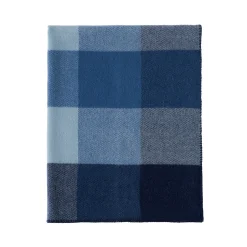 Uldplaid - 130x180 cm - 100% Lammeuld - Block Blue