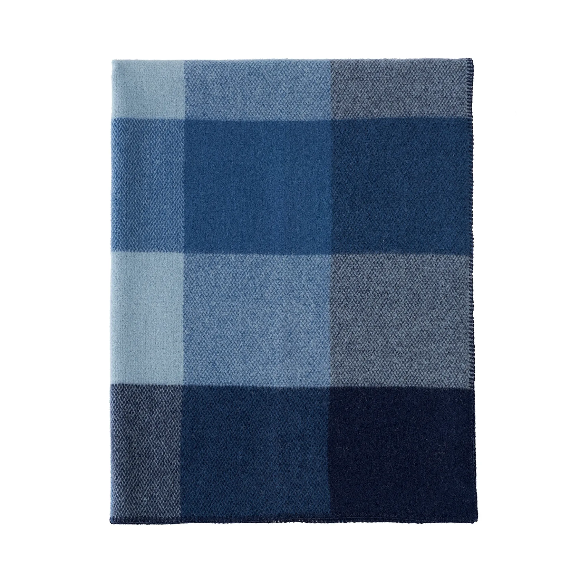 Uldplaid - 130x180 cm - 100% Lammeuld - Block Blue
