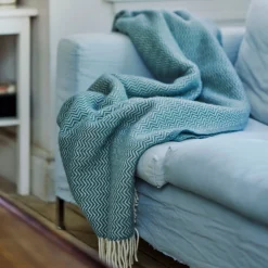 Uldplaid - 130x200 cm - 100% Lammeuld - Sorbet Silky Blue