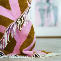 Uldplaid - 130x200 cm - 100% Lammeuld - Tangent Pink Caramel
