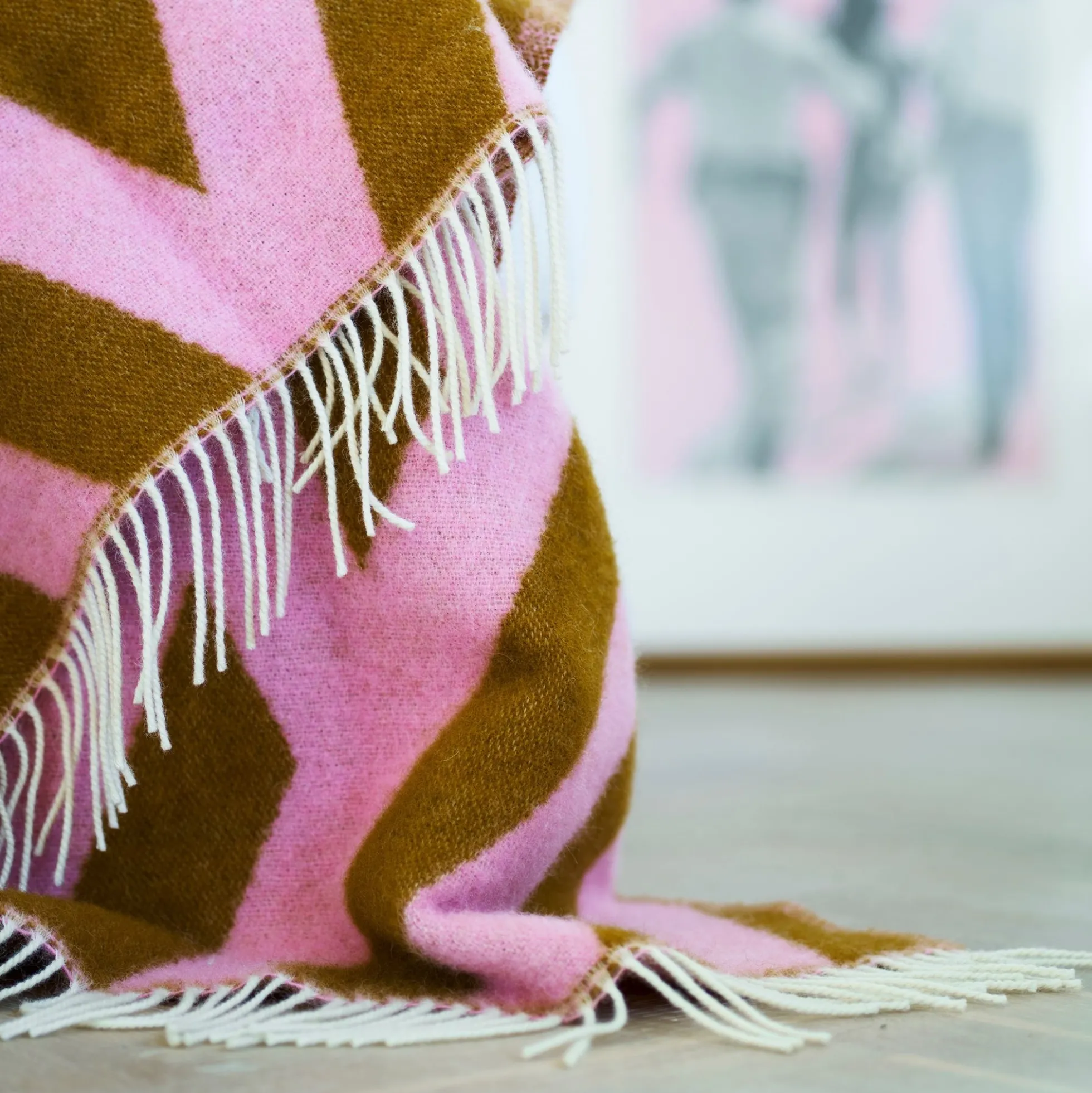 Uldplaid - 130x200 cm - 100% Lammeuld - Tangent Pink Caramel