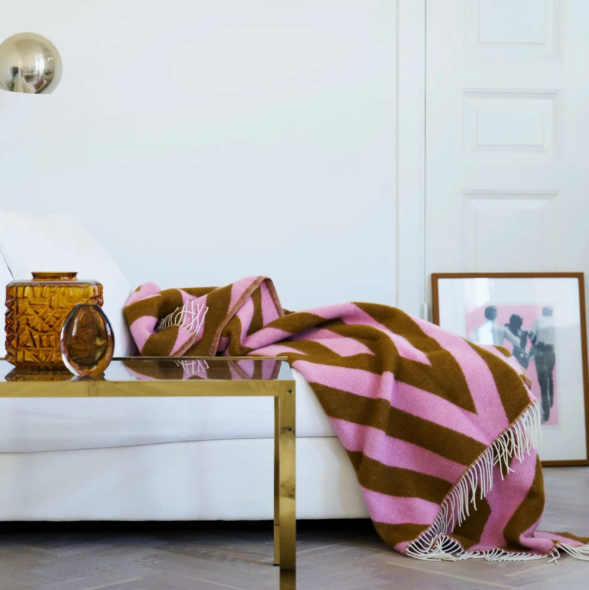 Uldplaid - 130x200 cm - 100% Lammeuld - Tangent Pink Caramel