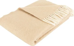 Uldplaid 130x200 cm - 100% Ren ny uld - Herringbone Sand