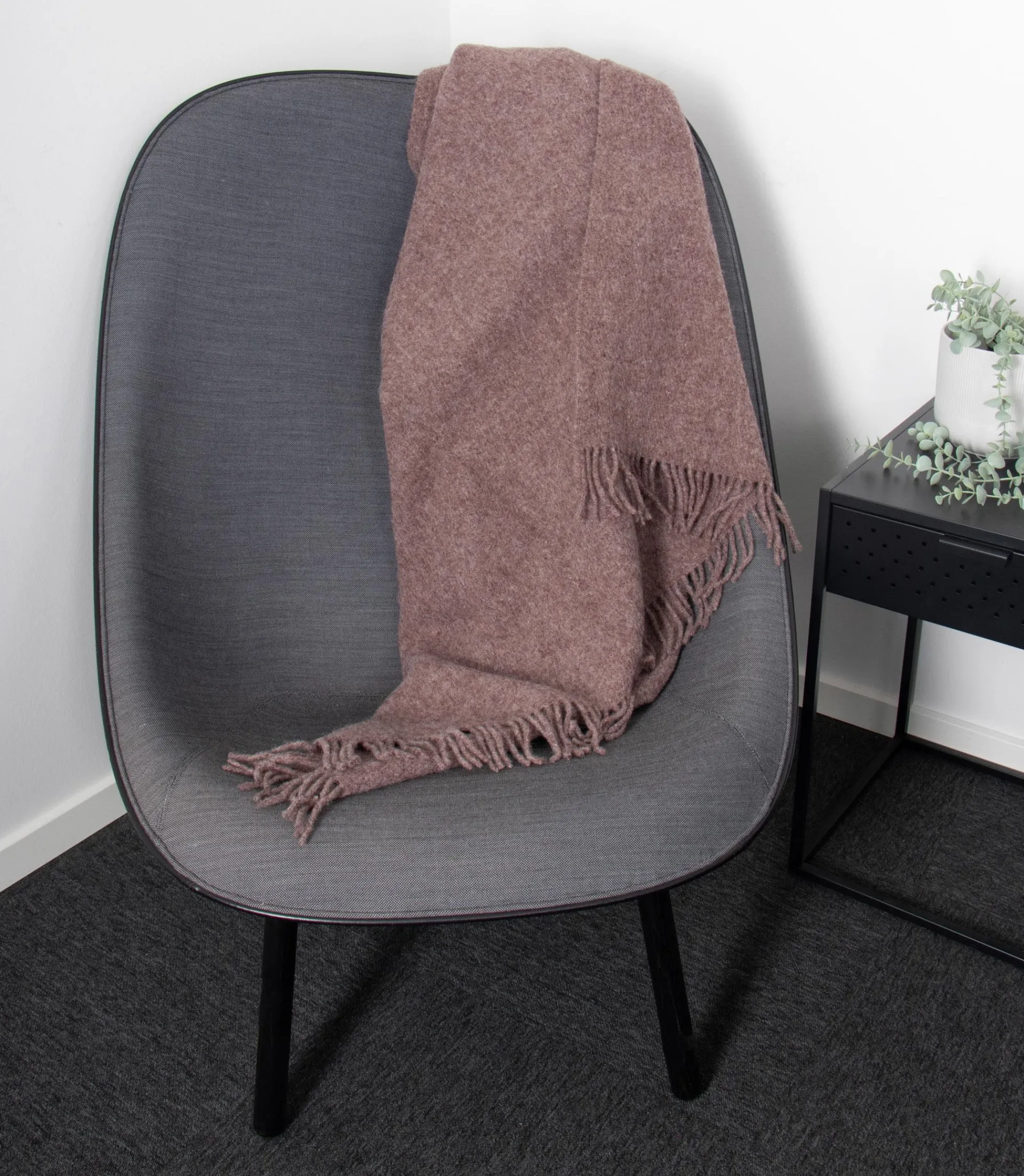 Uldplaid 130x200 cm - 100% Ren ny uld - Melange rødbrun