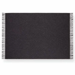 Uldplaid 130x200 cm - 100% Ren ny uld - Melange mørkegrå