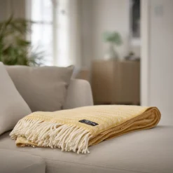 Uldplaid 130x200 cm - 100% Ren ny uld - Saga Honey