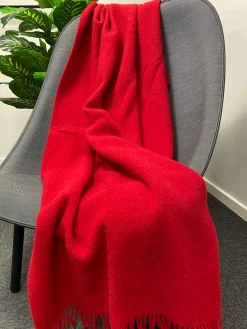 Uldplaid 130x200 cm - 100% Ren ny uld - Solid rød