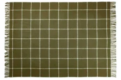 Uldplaid 130x200 cm - 100% Ren ny uld - Thor oliven