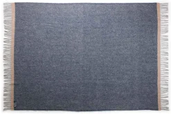 Uldplaid 130x200 cm - 100% Ren ny uld - Track blå