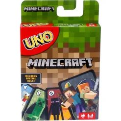 UNO Minecraft kortspil - familiespil med 112 kort og Creeper-regel - fra 7 år