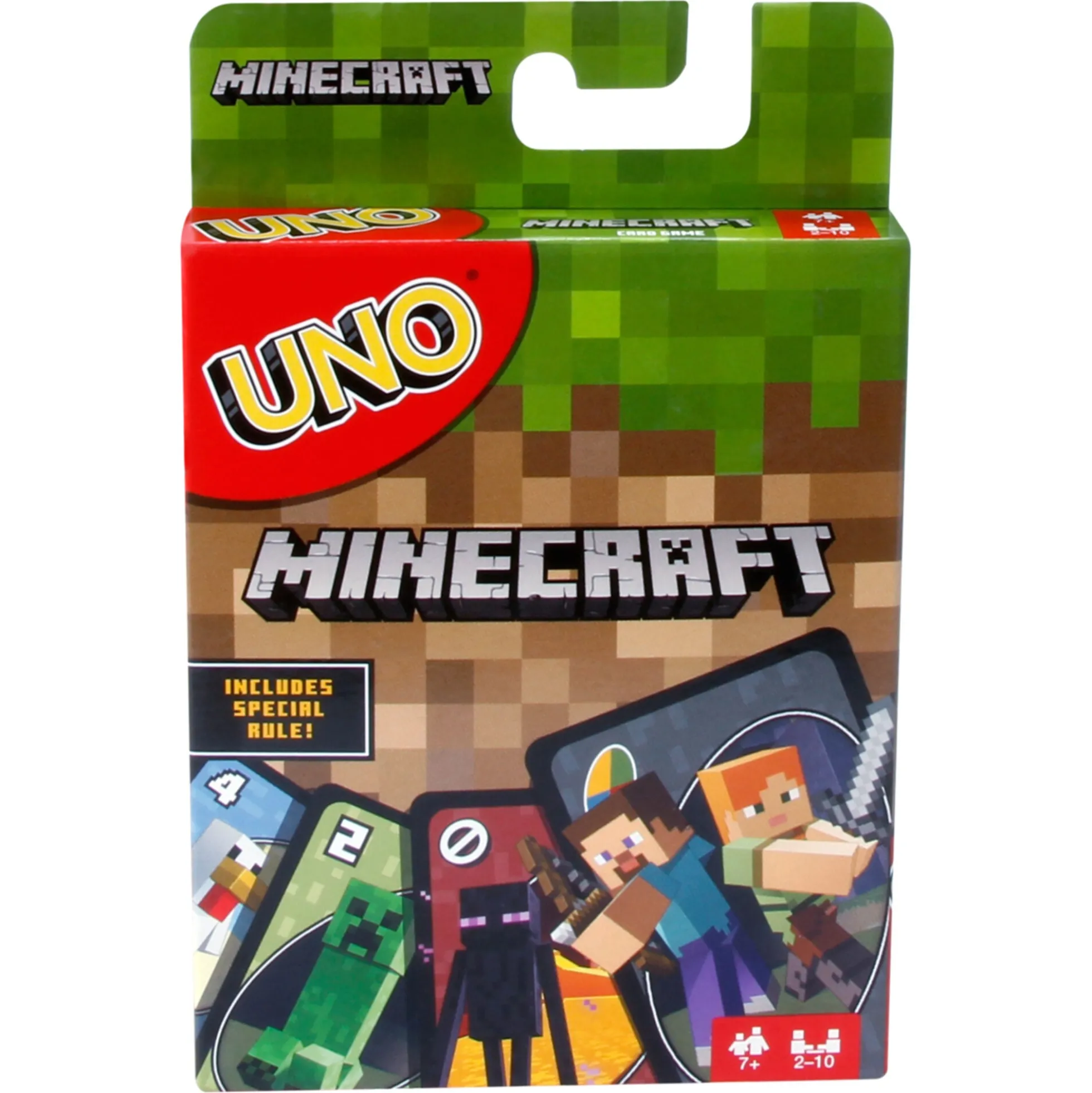 UNO Minecraft kortspil - familiespil med 112 kort og Creeper-regel - fra 7 år