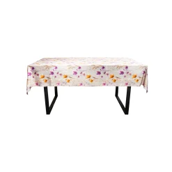 Velour dug - Sandfarvet med blomster - 3 meter - Nervøs velour - Pakke med 3 meter