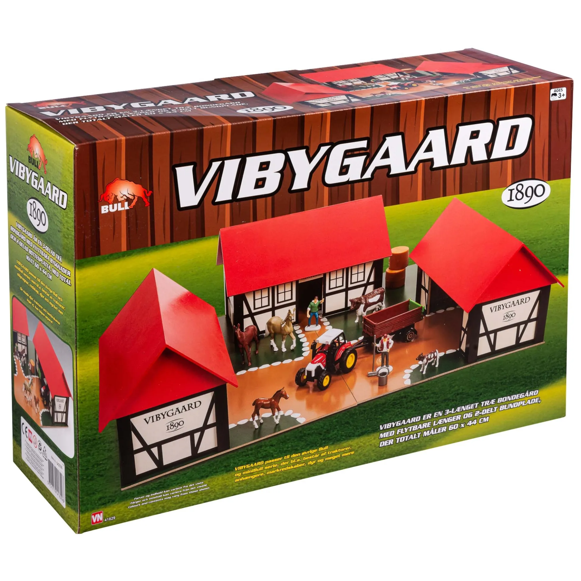 Vibygaard - Trelænget træbondegård til dyr- 60x44 cm