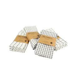 Viskestykker - 3-pak - Bomuld - 45x60 cm - Hvid med smalle sorte striber