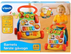VTech Baby Barnets første gåvogn med dansk tale - 2-i-1 funktion med aktivitetscenter - 45x40 cm